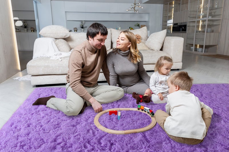 LOCHAS Ultra Soft Indoor Modern Area Rugs Fluffy Living Room Carpets for Children Bedroom Home Decor Nursery Rug 4x5.3 Feet,Lavender Purple - Image 5